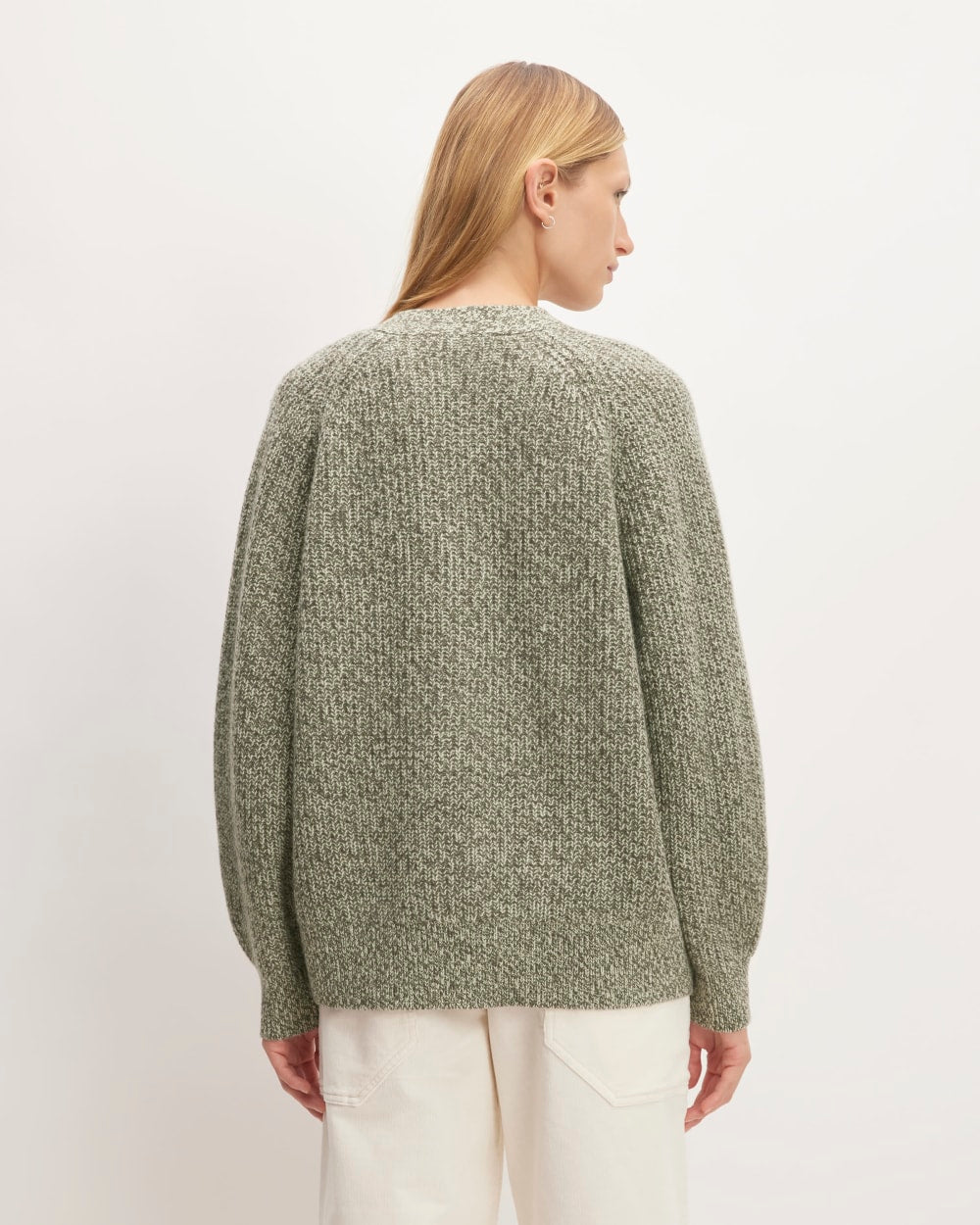 The Felted Merino Cardigan in Seafoam Green / Kambaba Twist — detail view