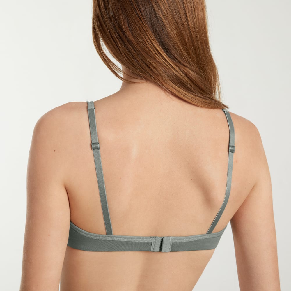 The Cotton Bralette in Dark Sage — detail view