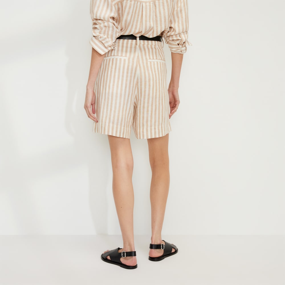 The Linen Way-High® Drape Short in Bone / Caramel — detail view