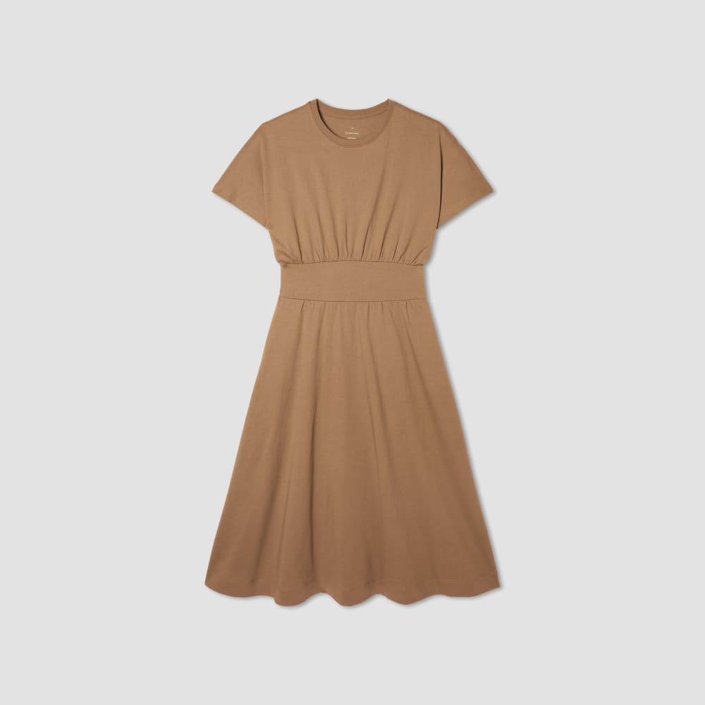 The Organic Cotton Waisted Dress in Toasted Coconut — alternate view
