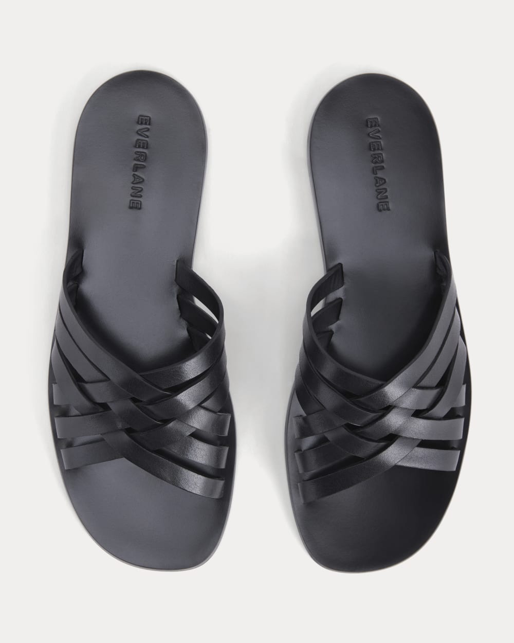 Leather Triple Crisscross Sandal in Black Leather — detail view