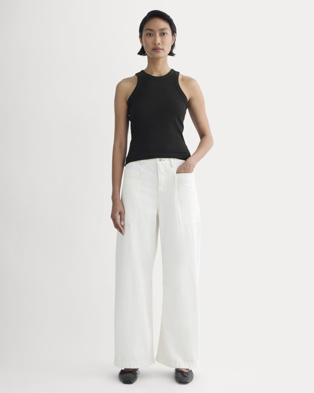 The Gardener Pull-On Jean in Bone — front view