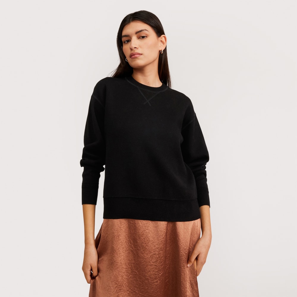 The Cotton-Merino Sweatshirt in Black — front view