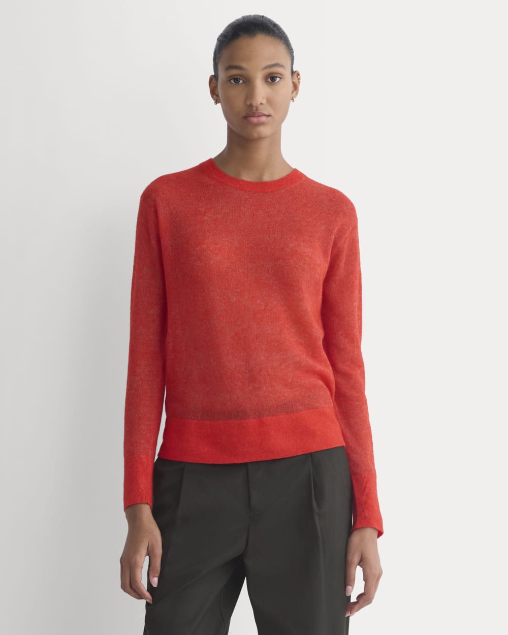 The Air Alpaca™ Relaxed Crew Top in Fiery Red — front view