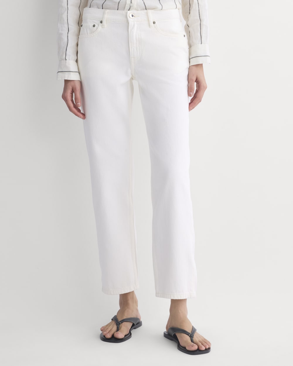 Low-Rise Straight Jean in Ecru — detail view