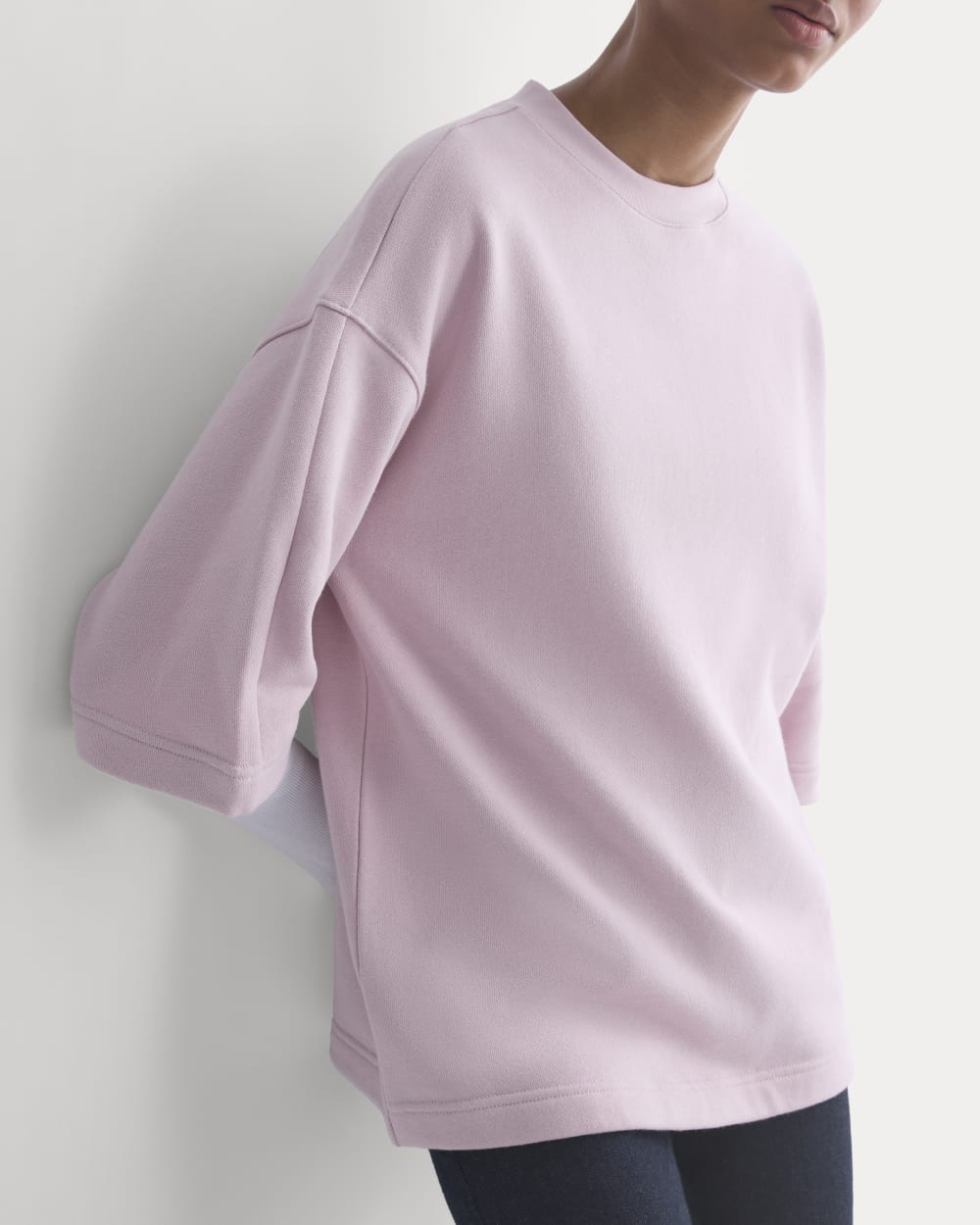 Lightweight Terry Oversized Tee in Burnished Lilac — detail view