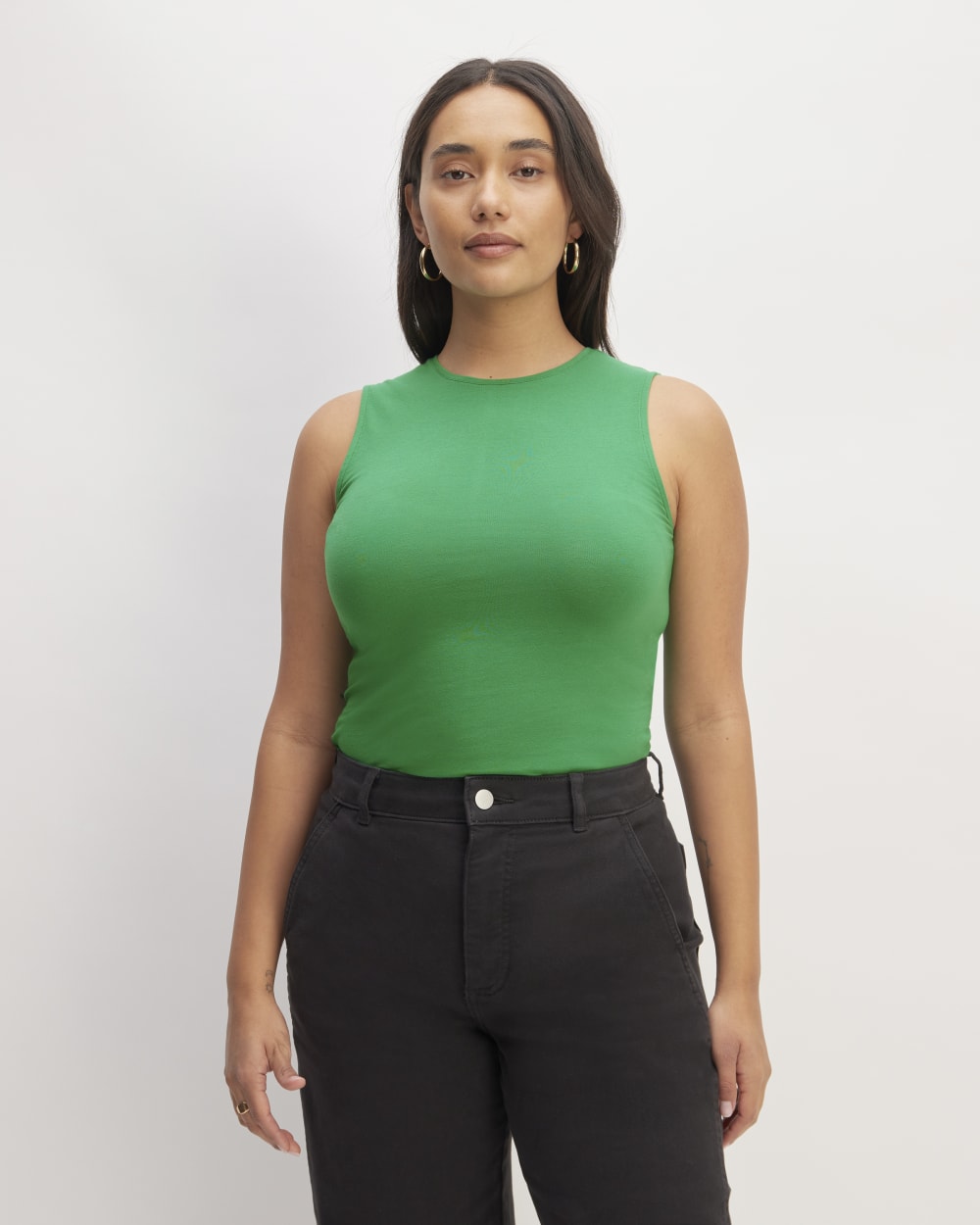The Supima® Form Tank in Grass Green — front view