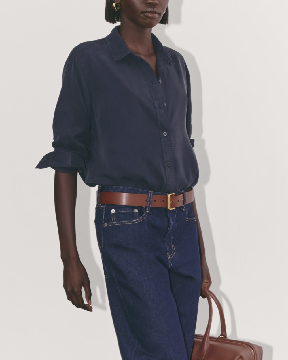 The Must-Have Shirt in Butterlite in Navy — detail view
