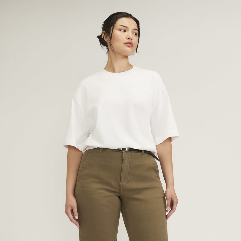 The Premium Weight Relaxed Tee in White — front view