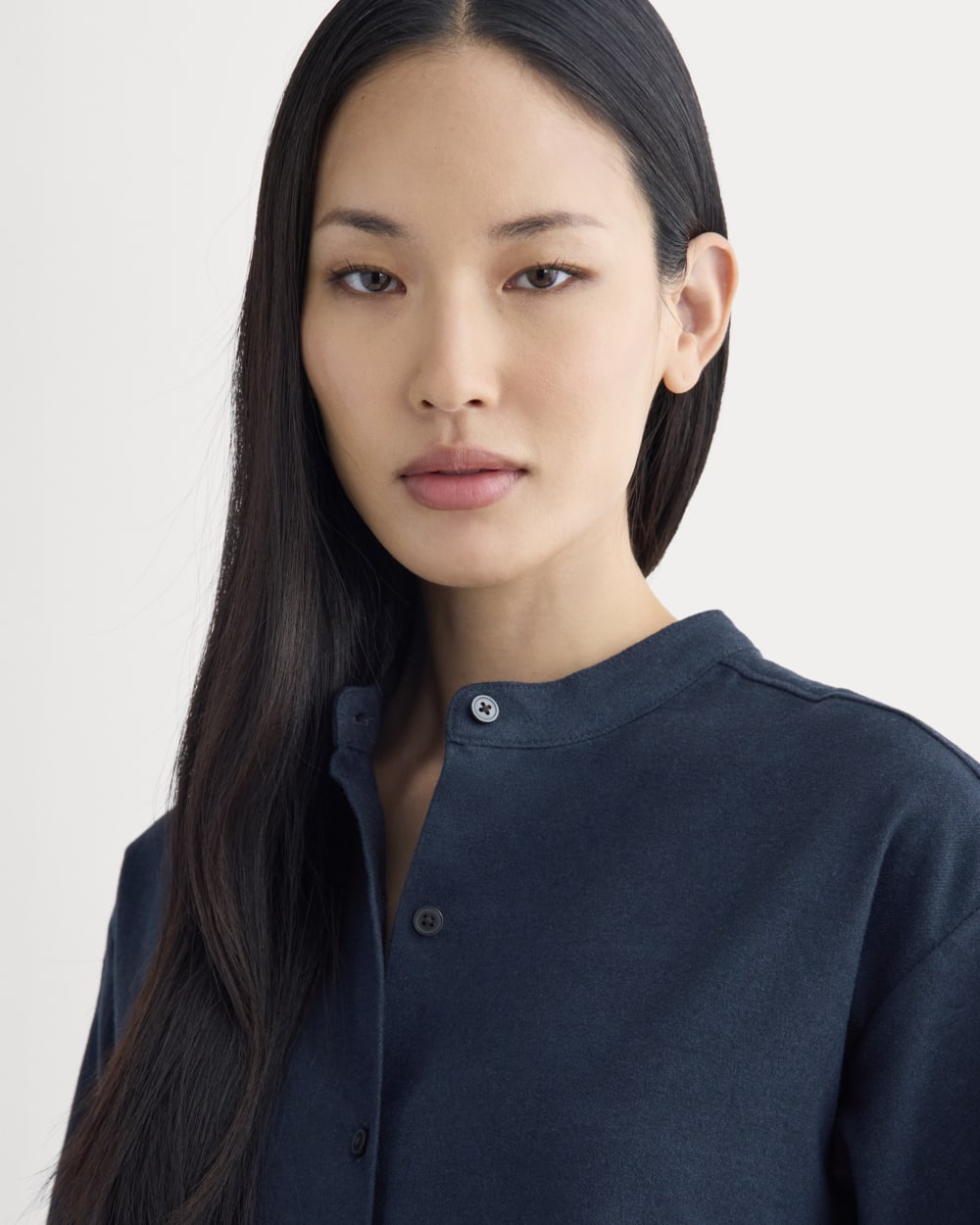 Flannel Shirt in Navy — detail view