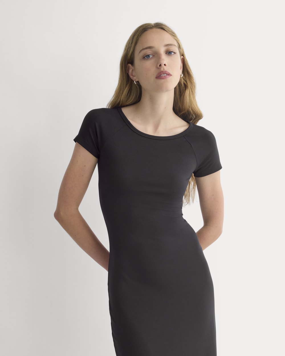Raglan Midi Dress in Black — detail view