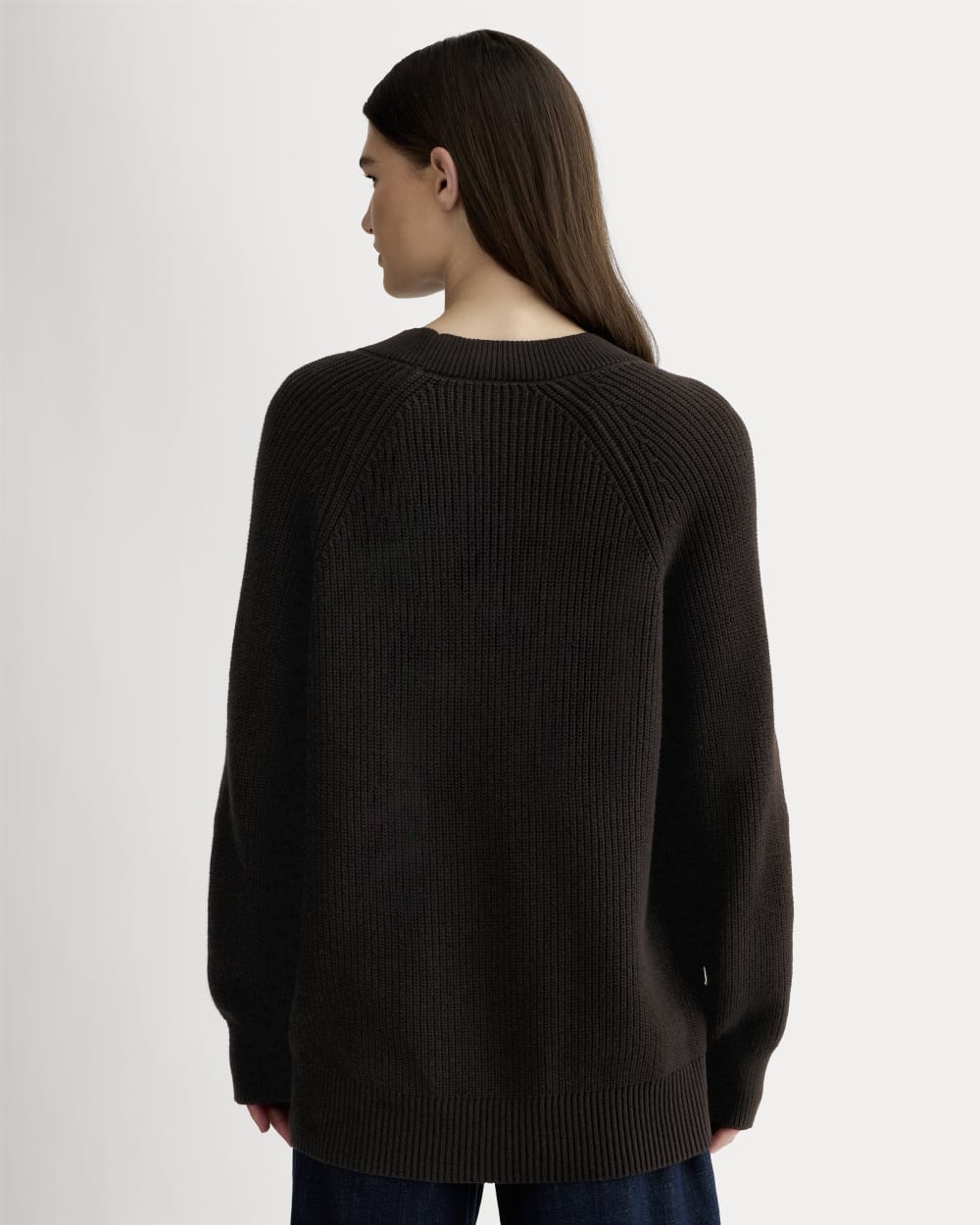 The Long Cocoon Cardigan in Black — detail view