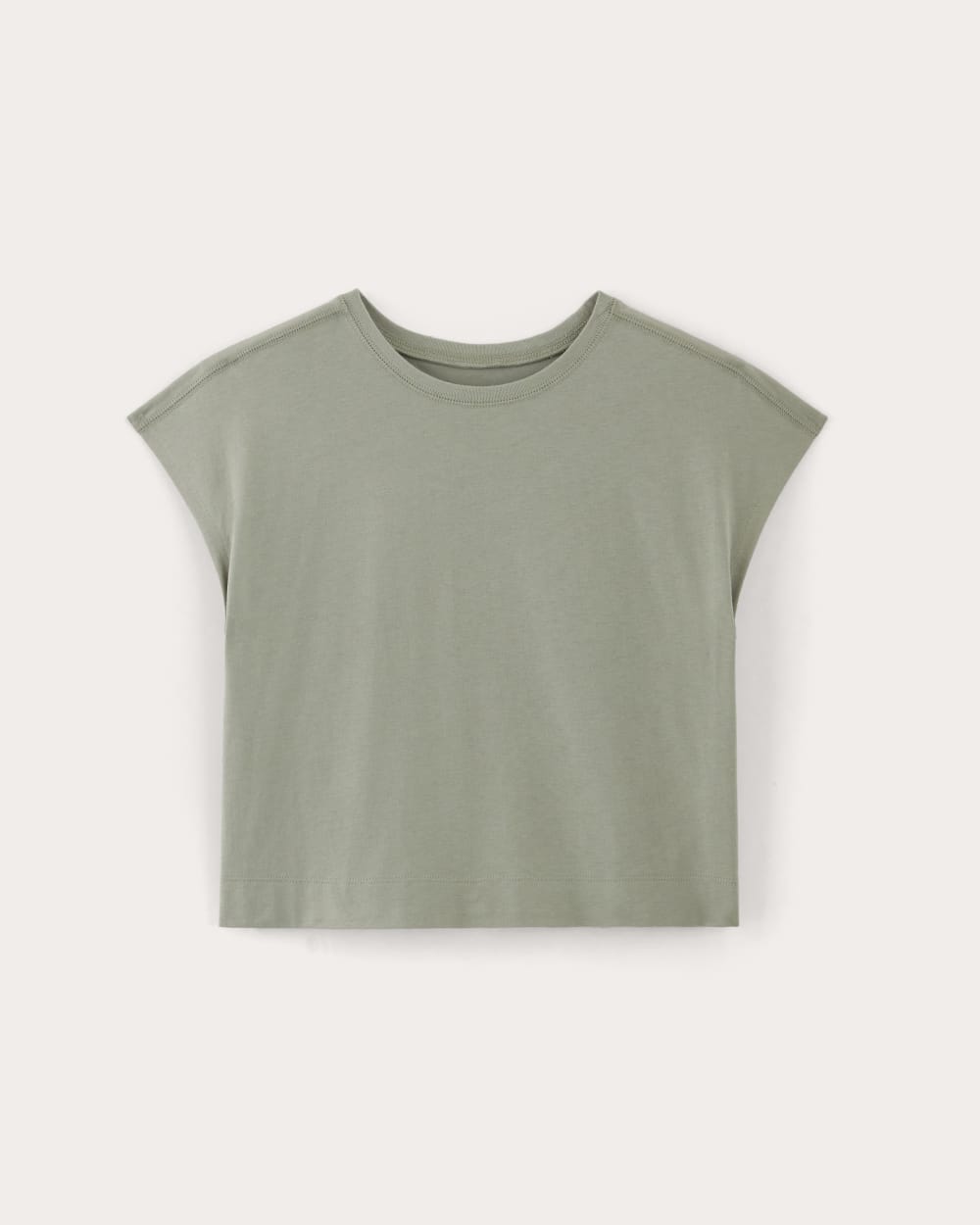 The Muscle Cropped Tee in Essential Cotton in Sage Green — alternate view