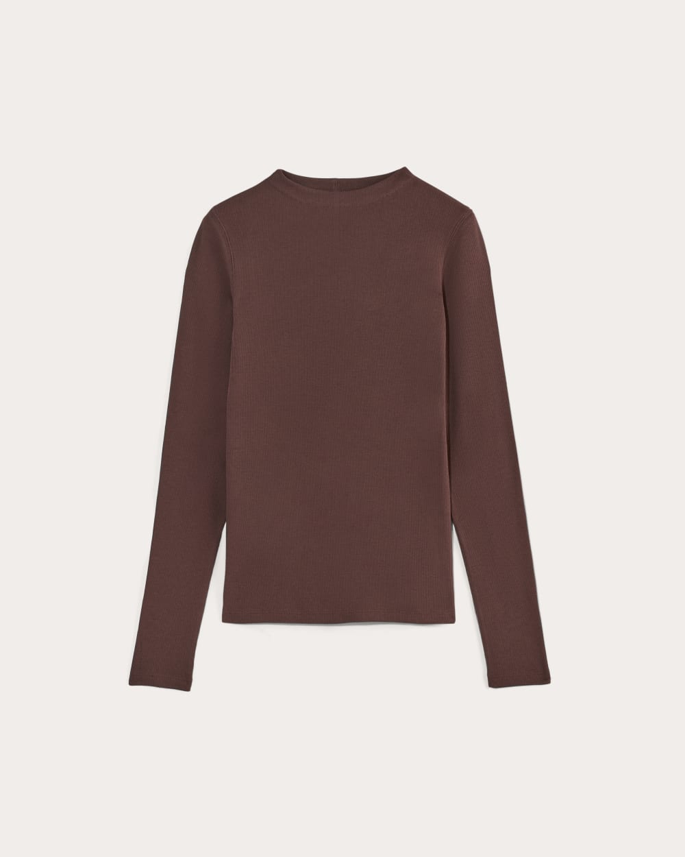 The Luxe Rib Funnel-Neck Tee in Dark Mahogany — alternate view
