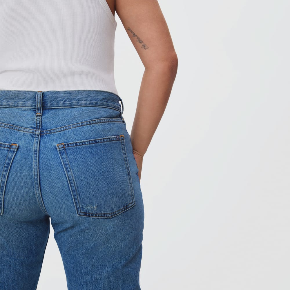 The Rigid Slouch Jean in Washed Indigo — detail view