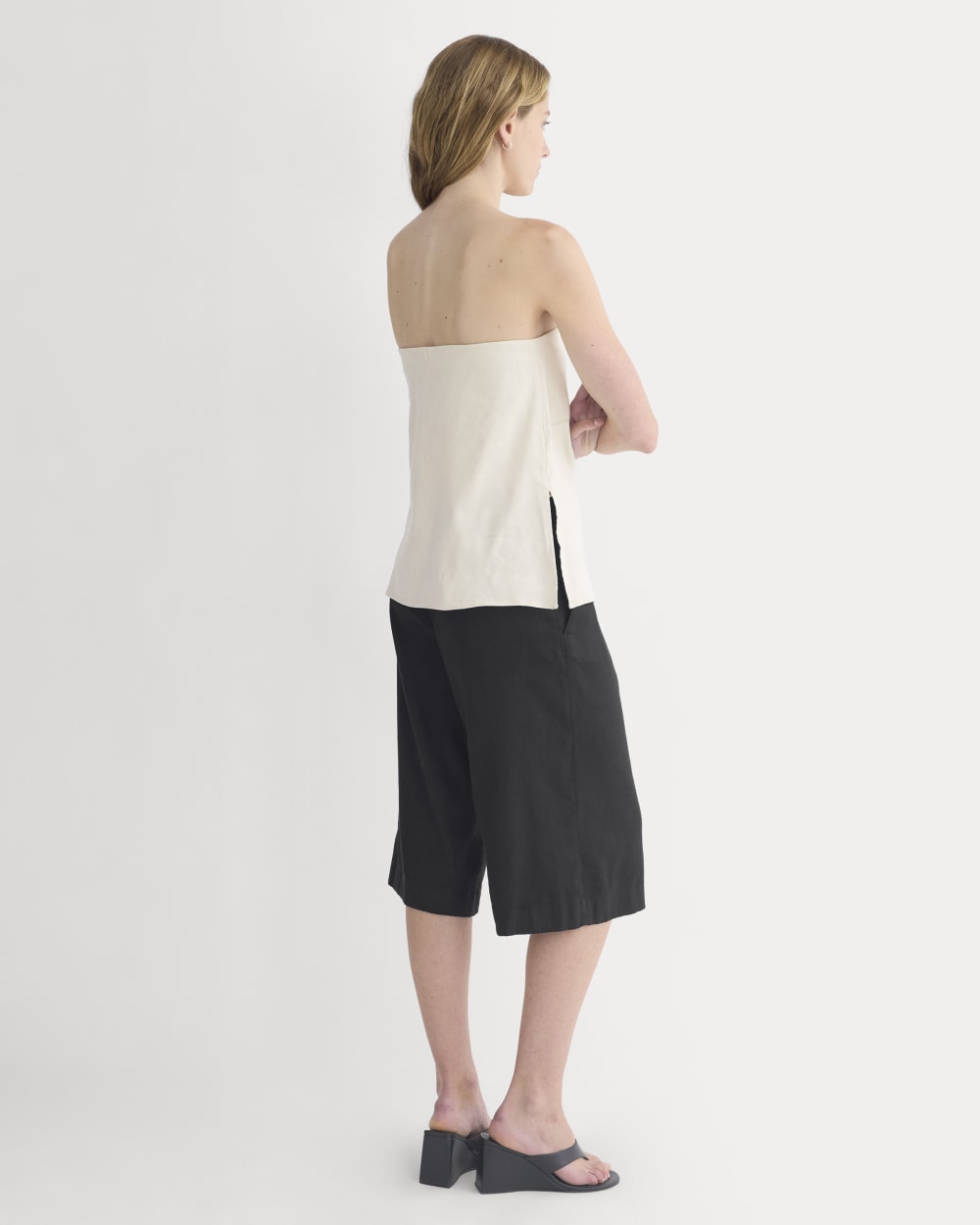 Tube Top in Stretch Linen in Birch — detail view