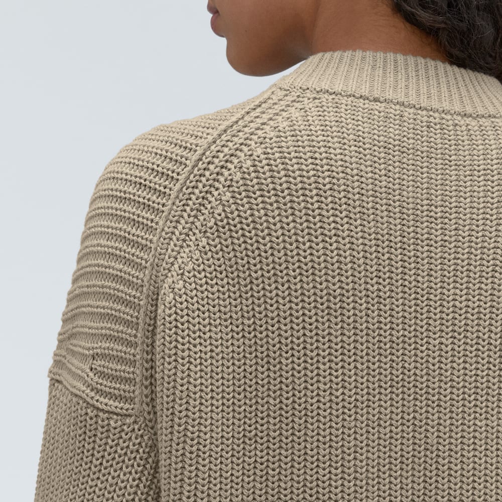 The Texture Cotton Crew in Trench Coat Khaki — detail view