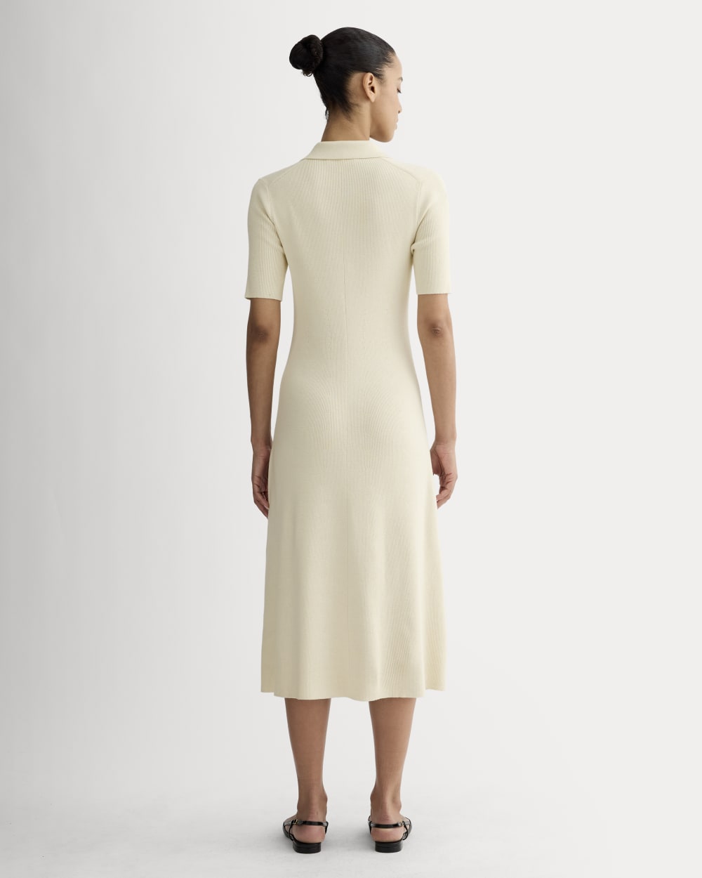 The Knit Polo Dress in Birch — detail view