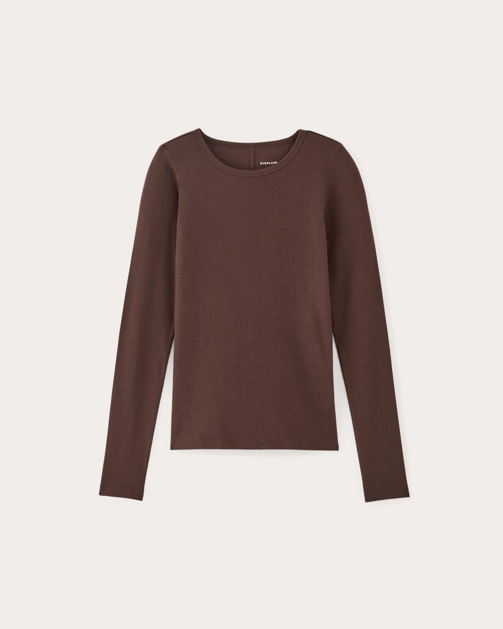 The Luxe Rib Long-Sleeve Crew in Dark Mahogany — alternate view