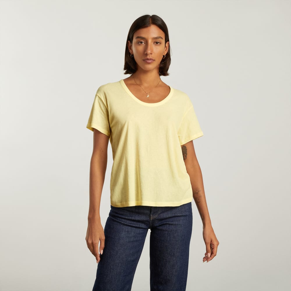 The Air Scoop-Neck Tee in Pastel Yellow — alternate view
