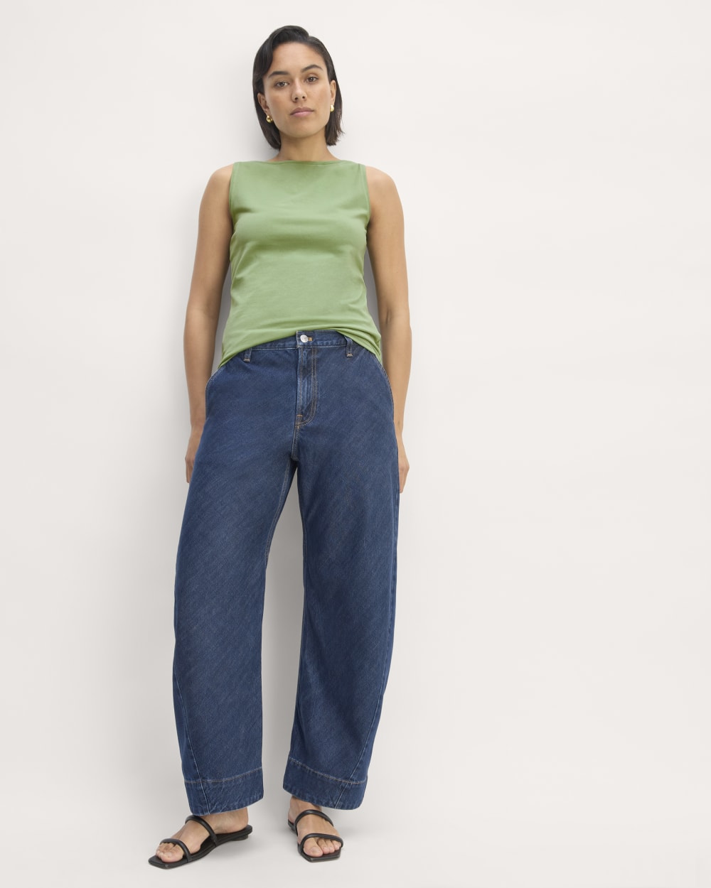The Form Boatneck Tank in Jade Green — detail view