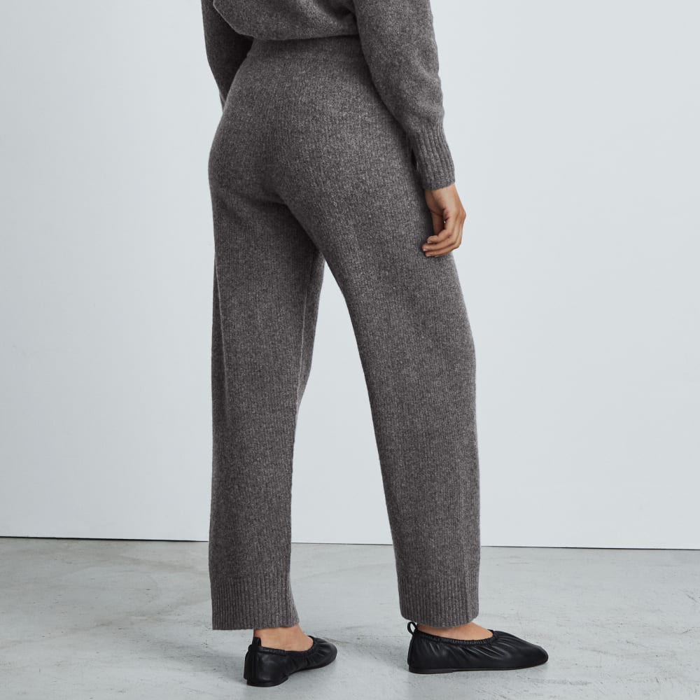 The Cozy-Stretch Wide-Leg Sweatpant in Heathered Charcoal — detail view