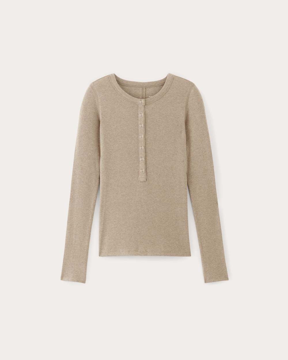 The Luxe Rib Henley in Heathered Tan — alternate view