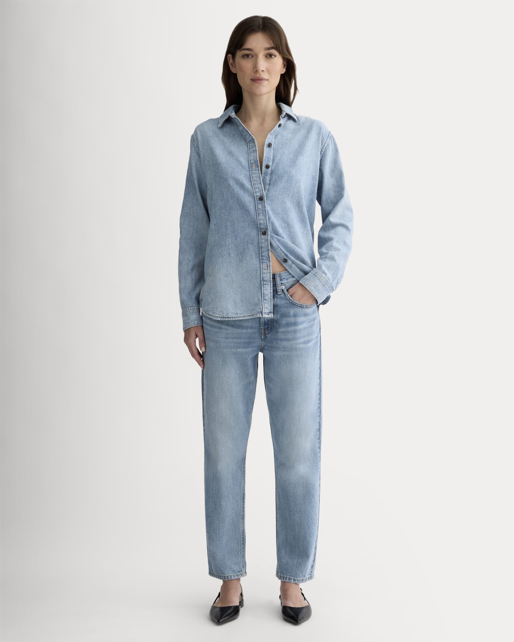 The Super-Soft Relaxed Jean in Weathered Blue — front view