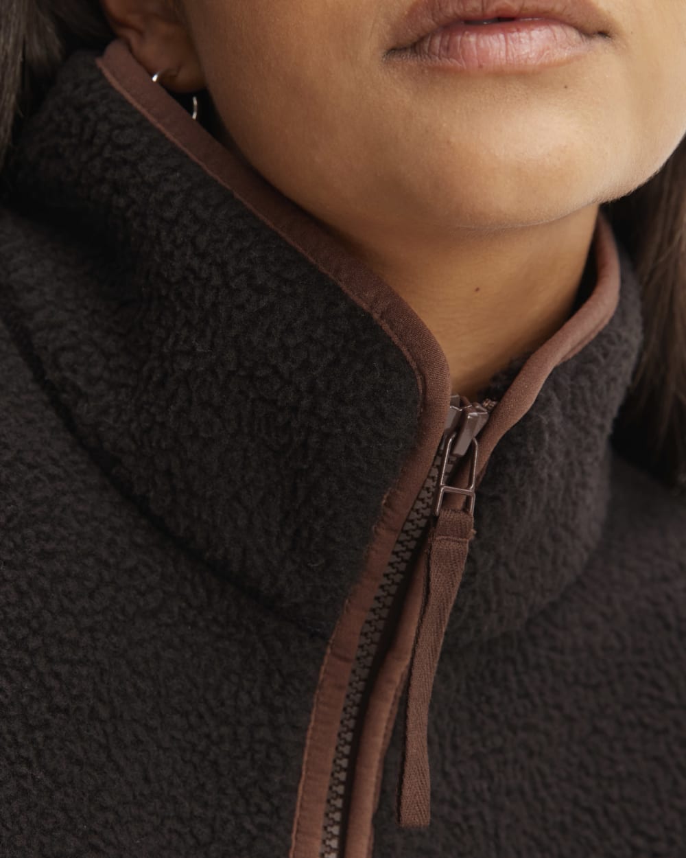 The ReNew Fleece Oversized Half-Zip in Black — detail view