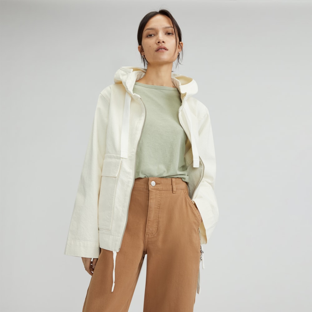 The Canvas Organic Cotton Anorak in Bone — front view