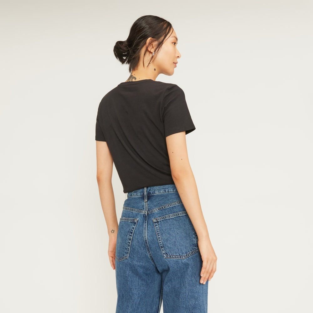 The Organic Cotton Crew Tee in Black — detail view