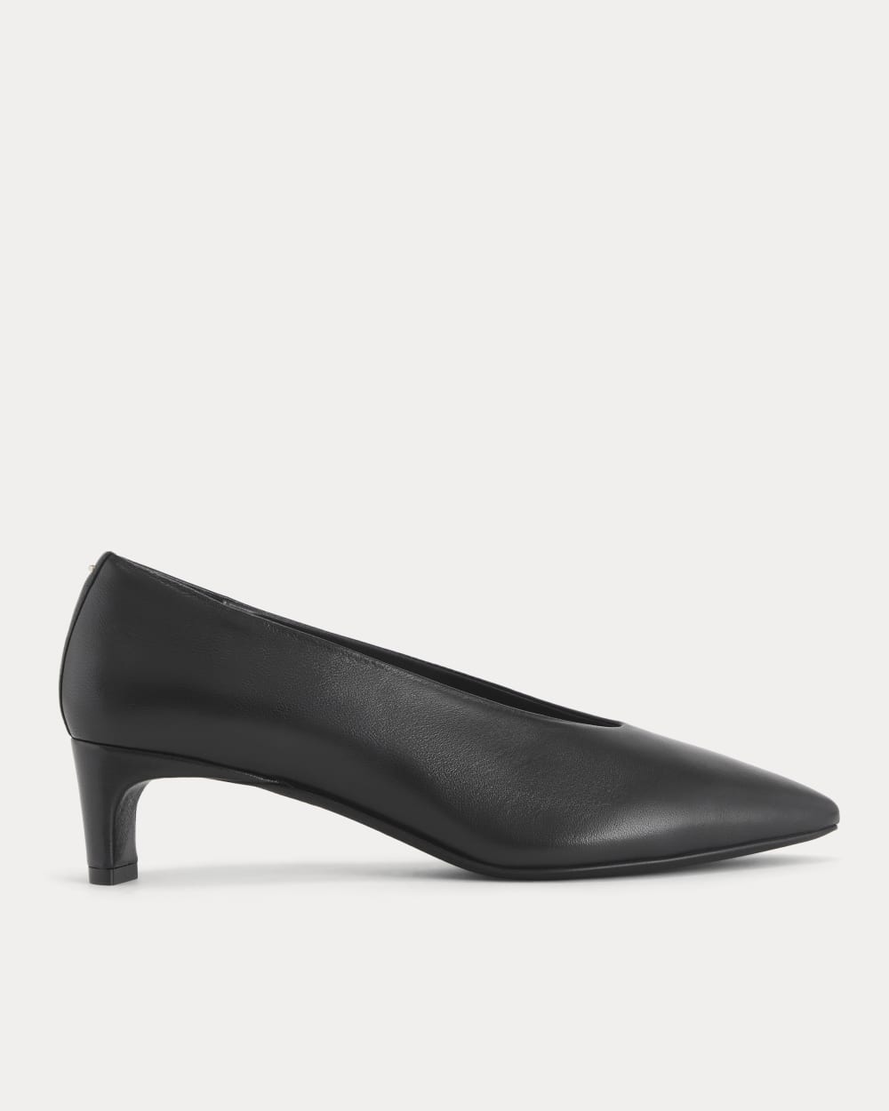 Made in Italy Almond-Toe Pump in Black Leather — front view