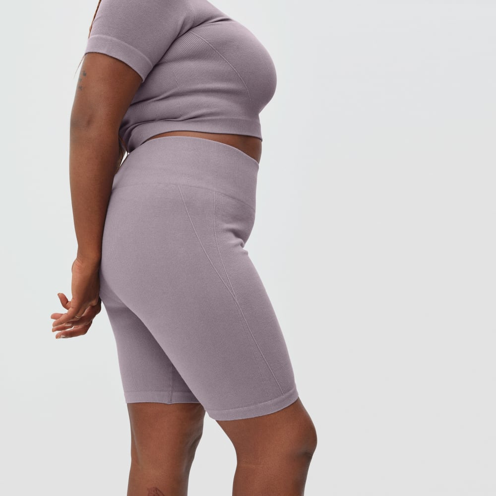 The Seamless Bike Short in Dusty Lavender — front view