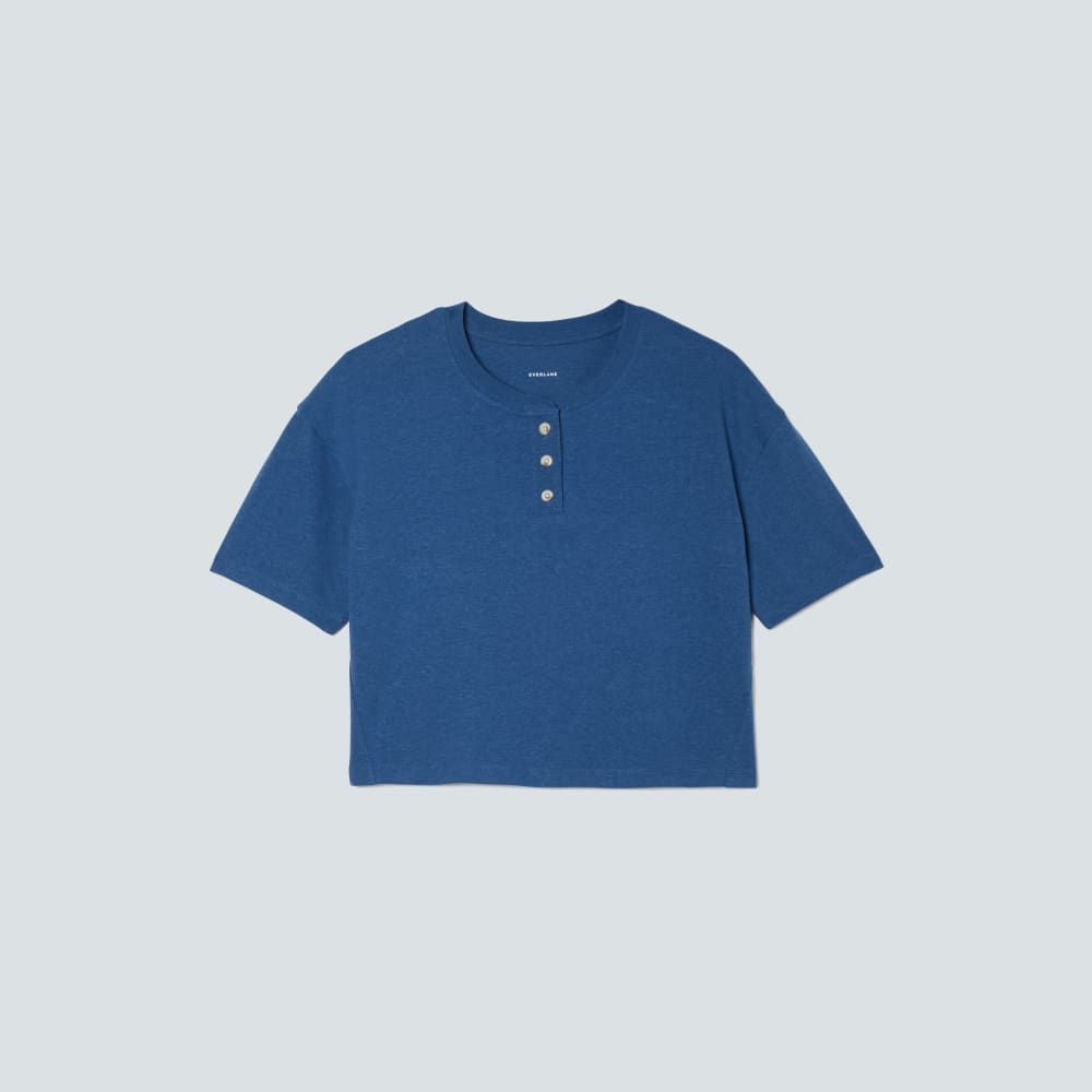 The Vintage Henley Hemp Tee in Deep Blue — alternate view
