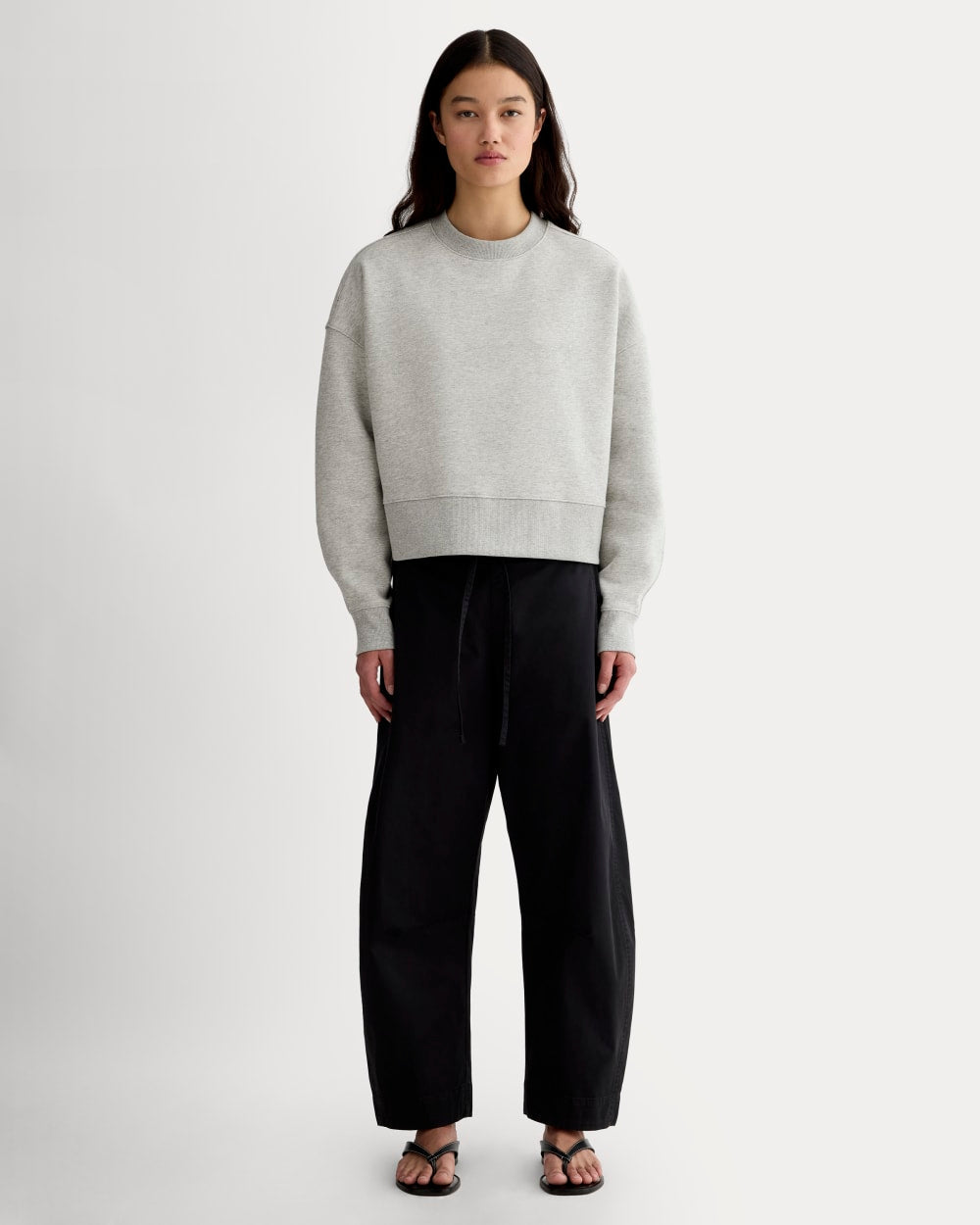 Luxe Fleece Sweatshirt in Heathered Grey — detail view