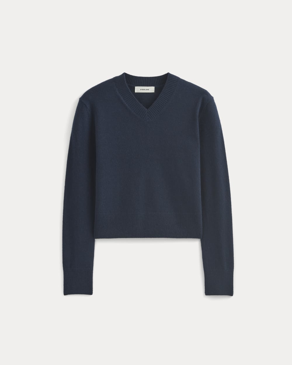 Cashmere Cropped High-V Sweater in Navy — alternate view