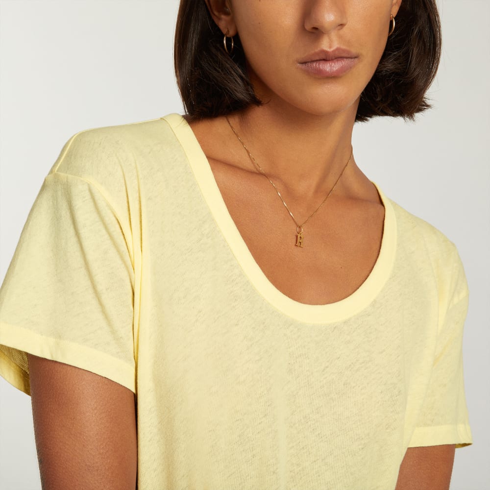 The Air Scoop-Neck Tee in Pastel Yellow — detail view