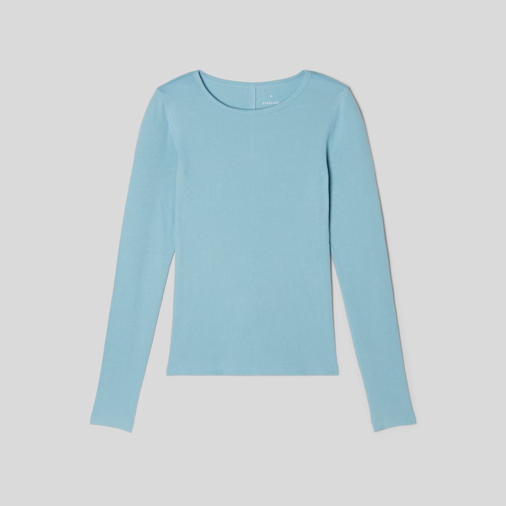 The Luxe Rib Long-Sleeve Crew in Blue Shadow — alternate view