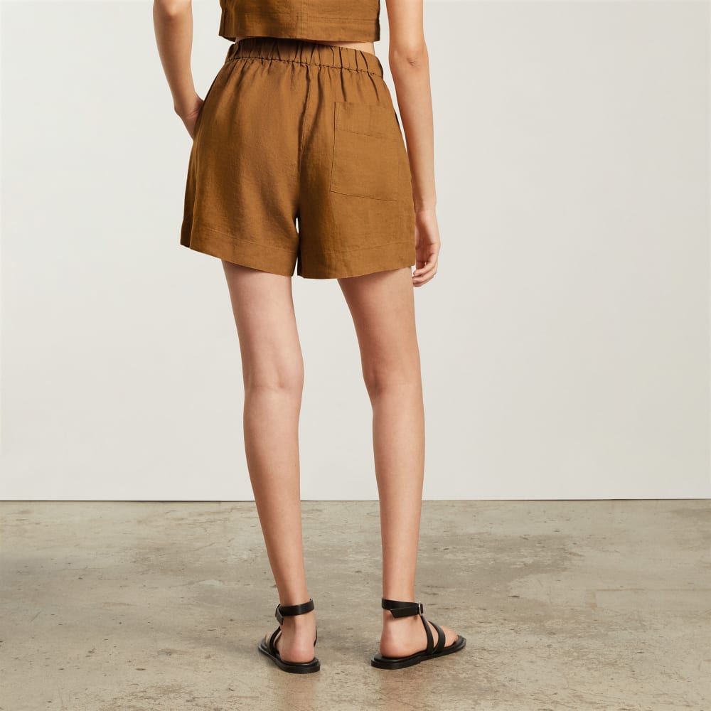 The Linen Boxer Short in Tawny Brown — detail view