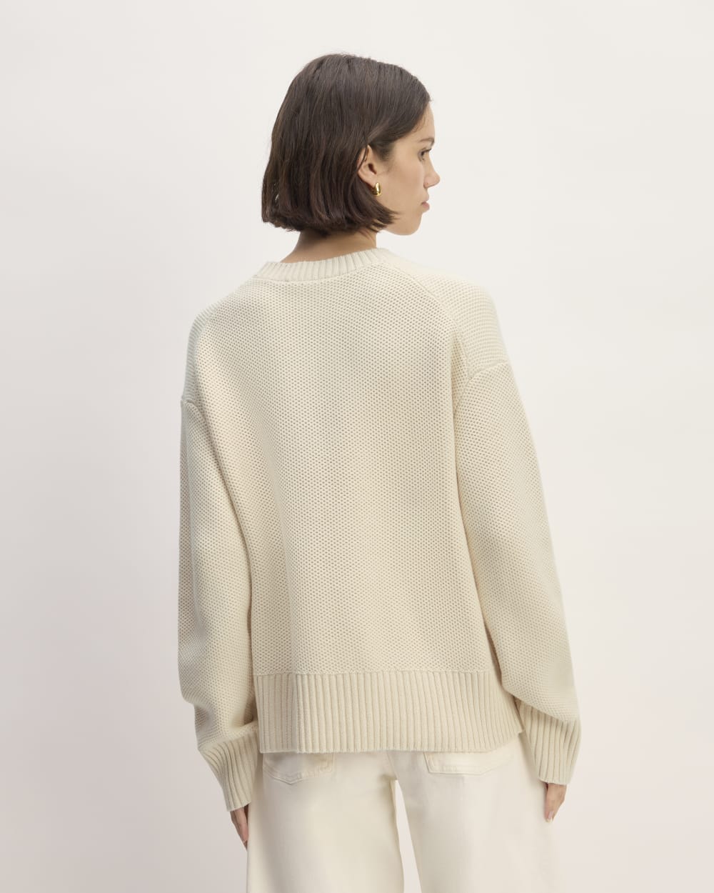 The Cotton Honeycomb Square Crew in Canvas — detail view