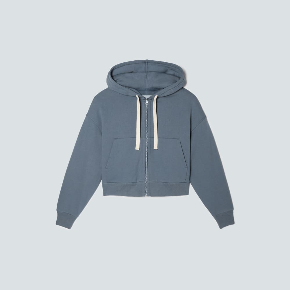The Track Organic Cotton Hoodie in Faded Blue — alternate view