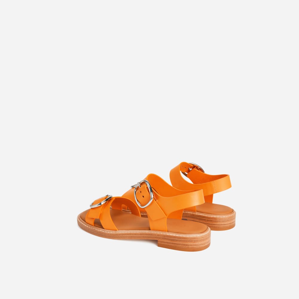 The Twin Buckle Sandal in Turmeric — detail view