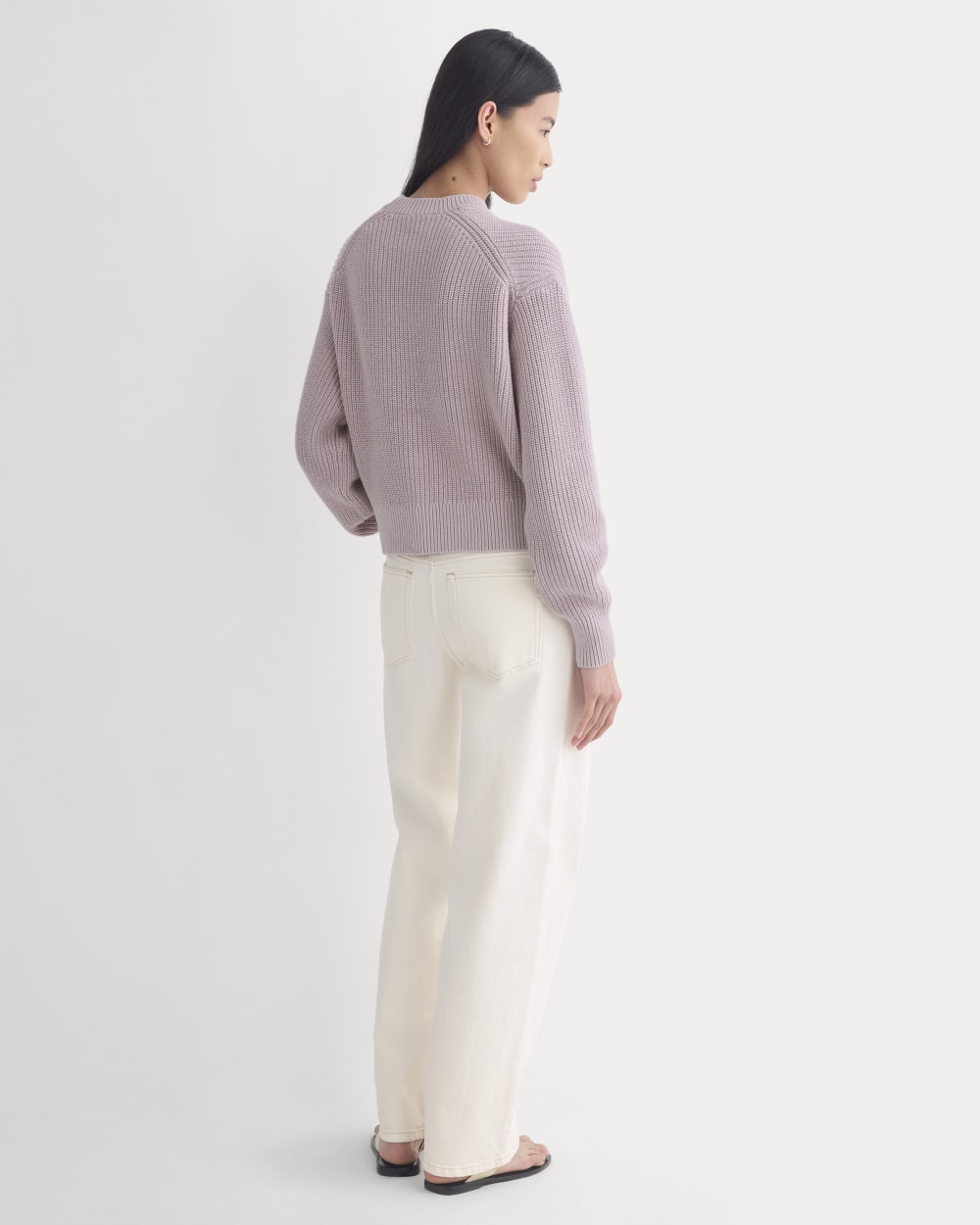 Cropped Ribbed Crew in Everyday Cotton in Burnished Lilac — detail view