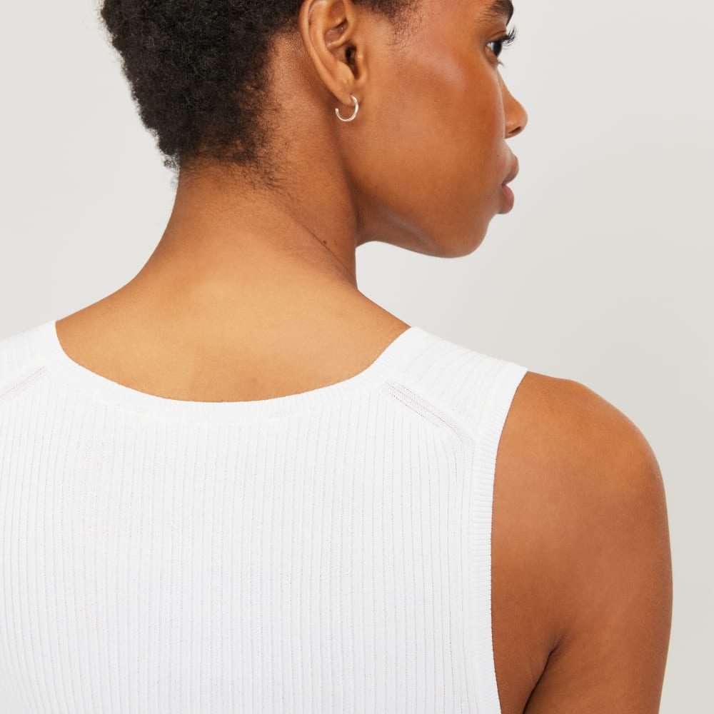 The Ribbed Cutaway Tank in White — detail view