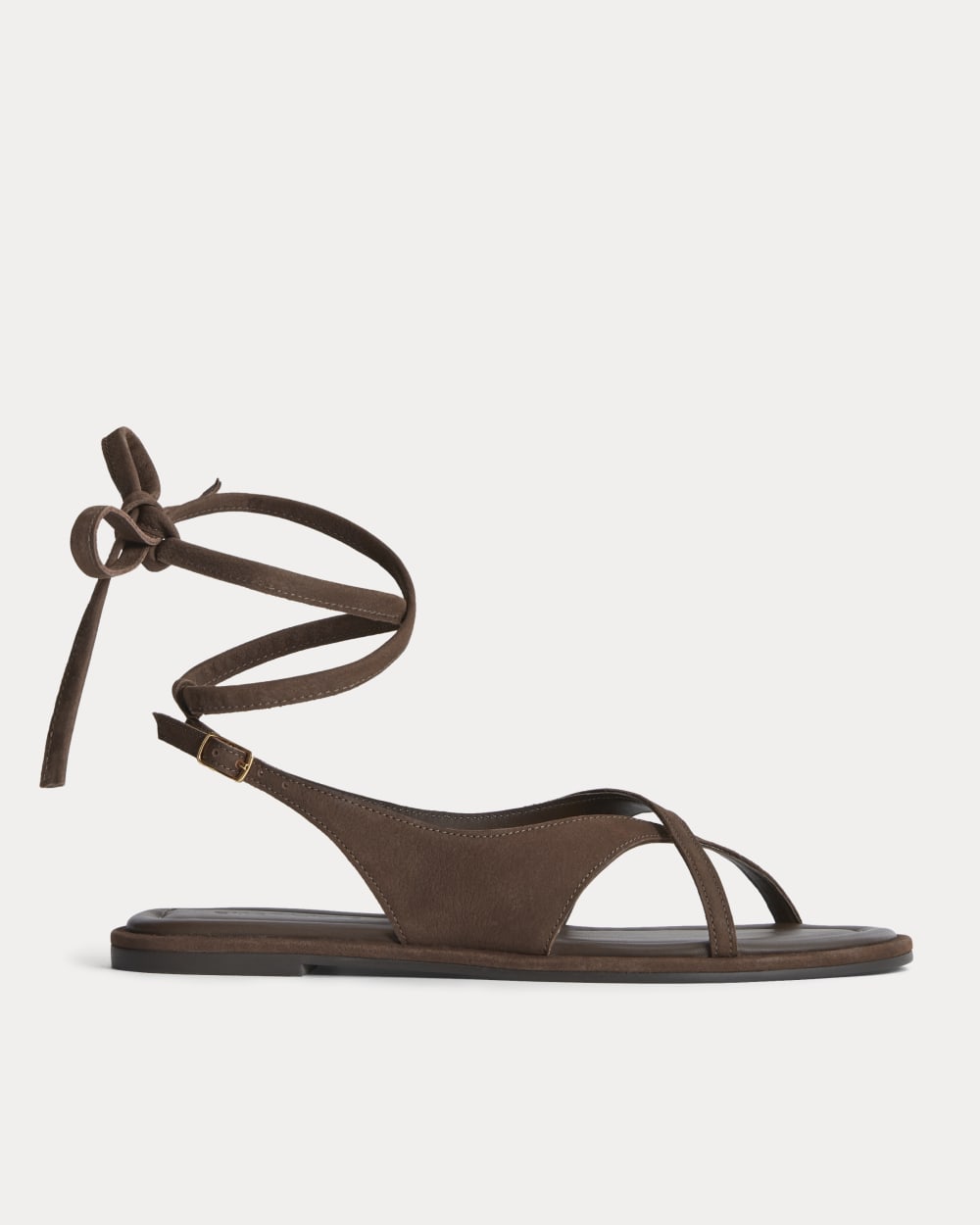 The Leather Crisscross Sandal in Burnt Umber — front view