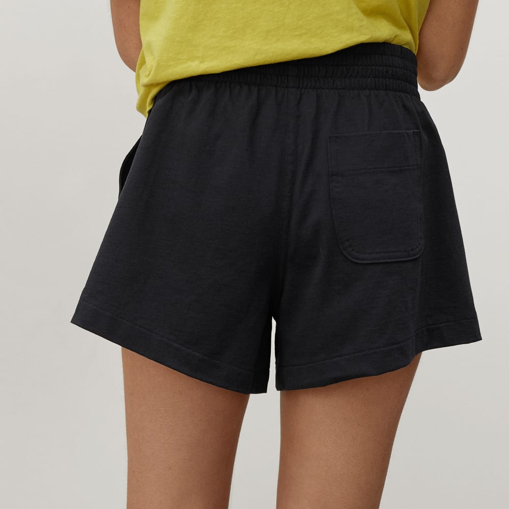 The Retro Jersey Short in Black — detail view