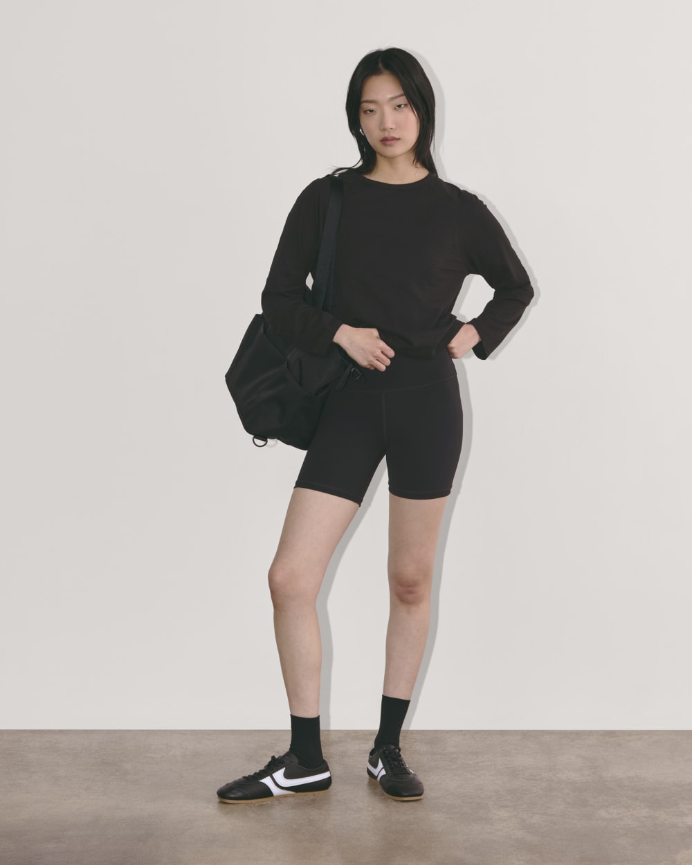 The Perform Crew Tee in Black — detail view