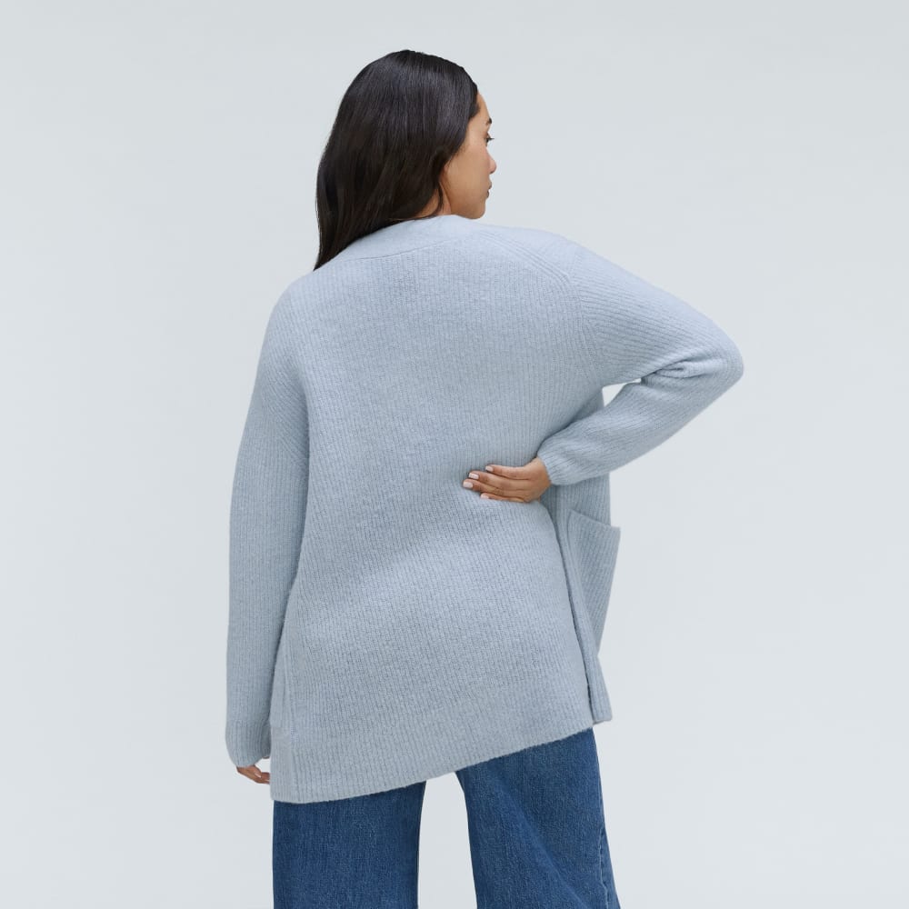 The Oversized Alpaca Pocket Cardigan in Mist — detail view