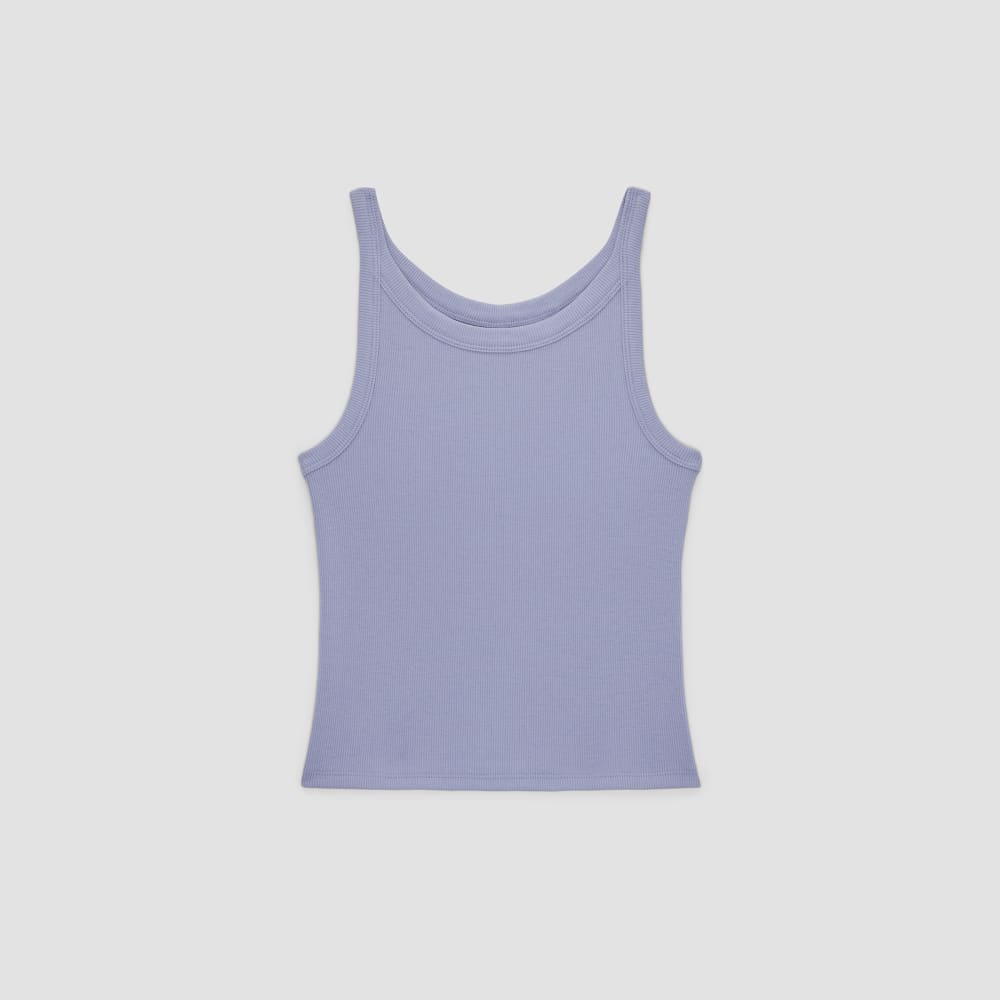 The Pima Micro-Rib Short Tank in Cornflower Blue — alternate view