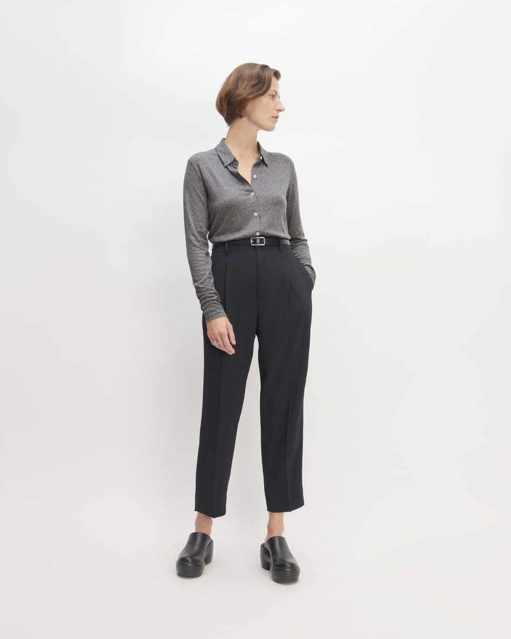 The Must-Have Shirt in Butterluxe in Heather Charcoal — detail view